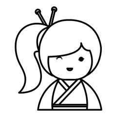 cute Little japanese doll vector illustration design