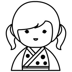 cute Little japanese doll vector illustration design