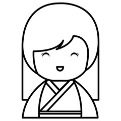 cute Little japanese doll vector illustration design