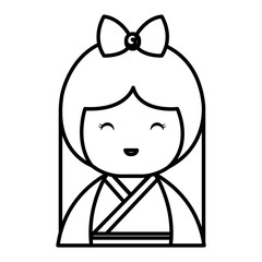 cute Little japanese doll vector illustration design