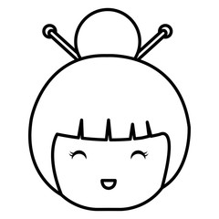 Obraz premium cute Little japanese doll head vector illustration design