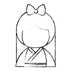 cute Little japanese doll vector illustration design