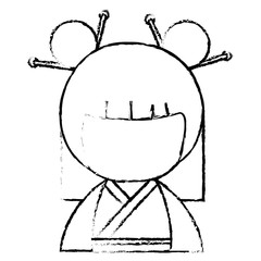 cute Little japanese doll vector illustration design