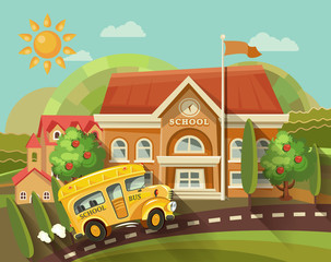 Obraz premium Back to school vector illustration with school supplies. School theme