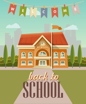 Back to school vector illustration with school supplies. School theme