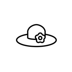 sun hat icon thin line black on white background
