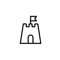 sandcastle icon thin line black on white background