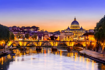 Naklejka na ściany i meble Night view of Vatican, Rome, Italy