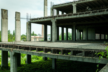 Abandoned construction site building.