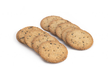 Dietary cookies, biscuits on white background