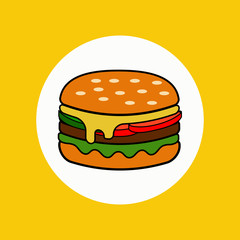 Burger isolated on the background. vector illustration