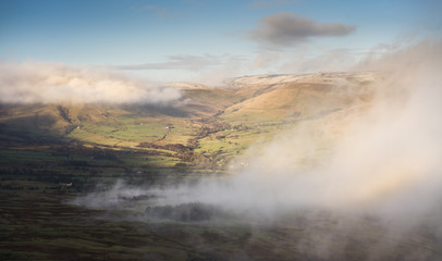 Edale in the Peak District, from Mam Tor, Hope valley, UK