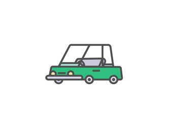 Flat line simple car illustration. Vector automobile insurance icon on white background.