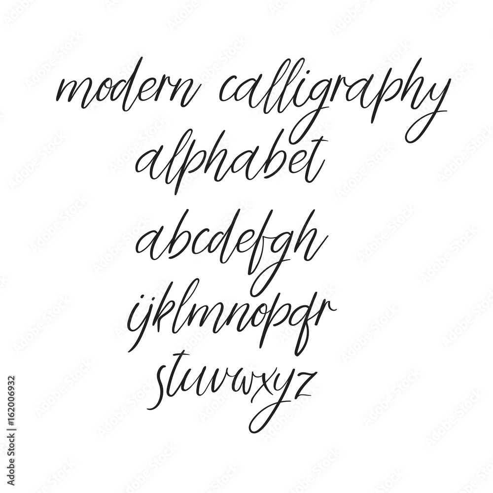 Wall mural vector calligraphy alphabet. handwritten font isolated on white background.