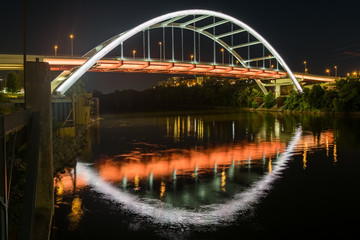 Nashville arch bridge reflection