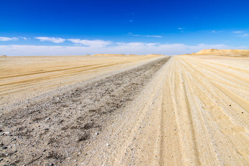 Fototapeta na wymiar A stunning view of driving in the Western Desert, toward Bahariya Oasis. Egypt