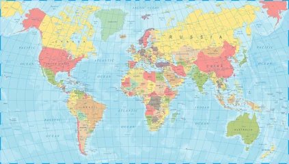 Farbige Weltkarte - Vektorillustration © Porcupen