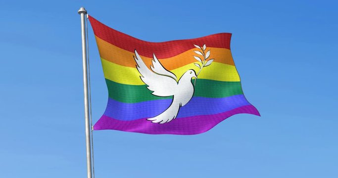 Drapeau symbole de paix flottant dans le vent (4k)