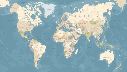 Deurstickers Wereldkaart Vintage wereldkaart - vectorillustratie