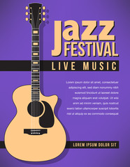 Jazz festival music background with a generic acoustic guitar  