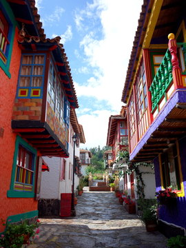 A pretty street in Pueblito Boyacense, every street represents a different village in the Colombian department of Boyaca