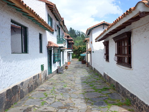 A pretty street in Pueblito Boyacense, every street represents a different village in the Colombian department of Boyaca
