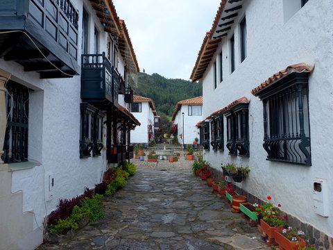 A pretty street in Pueblito Boyacense, every street represents a different village in the Colombian department of Boyaca
