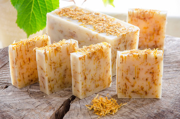 homemade calendula natural herbal soap
