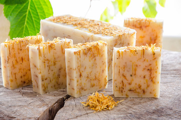 homemade calendula natural herbal soap