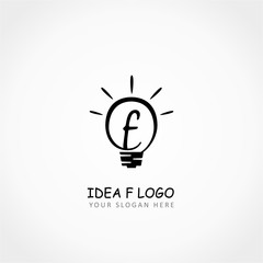 Idea Logo. Letter F on Lamp Idea Logo