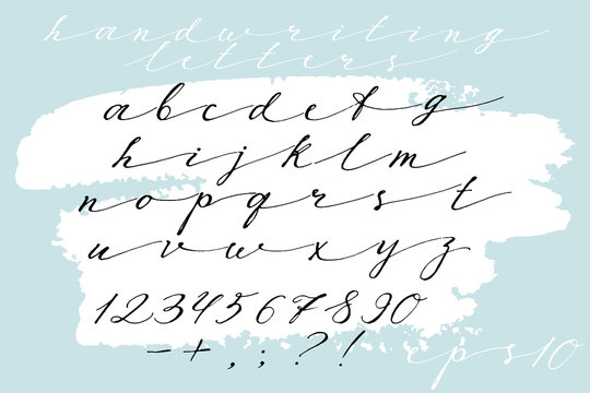 Calligraphic hand drawn font. Handwritten alphabet in elegant brush style. Modern script in vector. Handmade thin artistic letters.