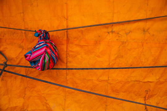  An aguayo is tied to ropes in the city of El Alto, Bolivia.