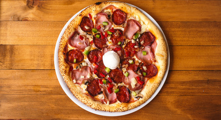 Pizza with various toppings