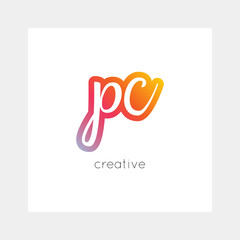 PC logo, vector. Useful as branding, app icon, alphabet combination, clip-art.