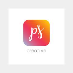 PS logo, vector. Useful as branding, app icon, alphabet combination, clip-art.