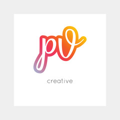 PV logo, vector. Useful as branding, app icon, alphabet combination, clip-art.