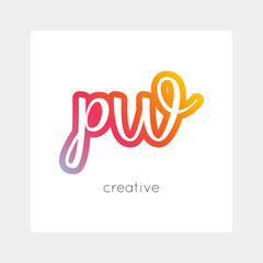 PW logo, vector. Useful as branding, app icon, alphabet combination, clip-art.