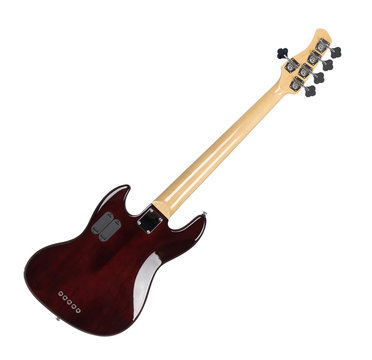 Electric Bass Guitar Back Side Isolated on White Background