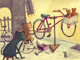 Cats bicycle shop