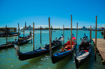 Fototapeta na wymiar Gondolas on grand canal - Venice