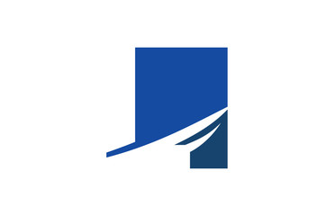 L Blue Square Swoosh Letter Logo