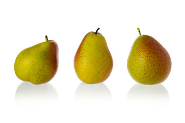 Three pears isolated on white background