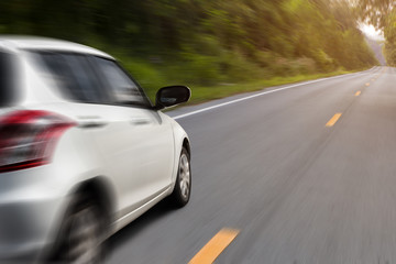 Obraz premium movement car speed on the road rural view background