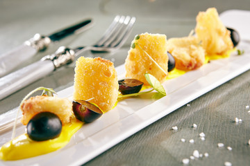 Deep Fried Camembert with Mango Sauce