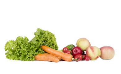 Variety of fresh and colorful fruit and vegetables.