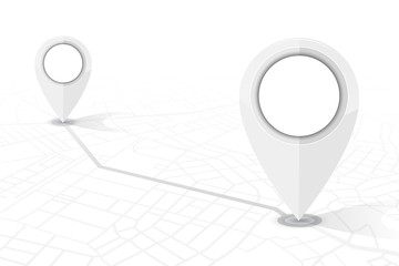 GPS navigator pin checking point to point white color on white background