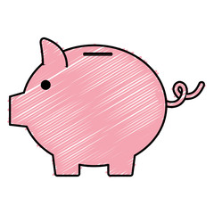Piggy bank money icon vector illustration design doodle