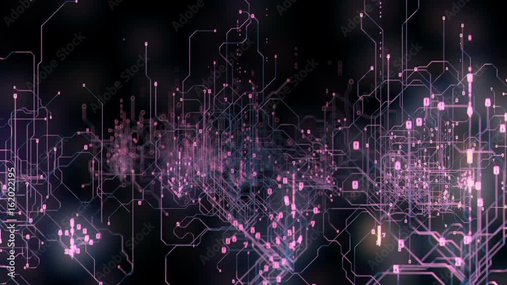 Wall mural flight through an abstract cybernetwork. irtificial intelligence.