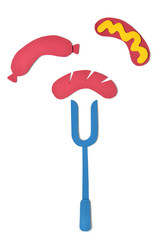 Barbecue paper cut on white background - isolated (handmade paper cut, not illustration)