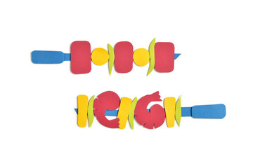 Barbecue paper cut on white background - isolated (handmade paper cut, not illustration)